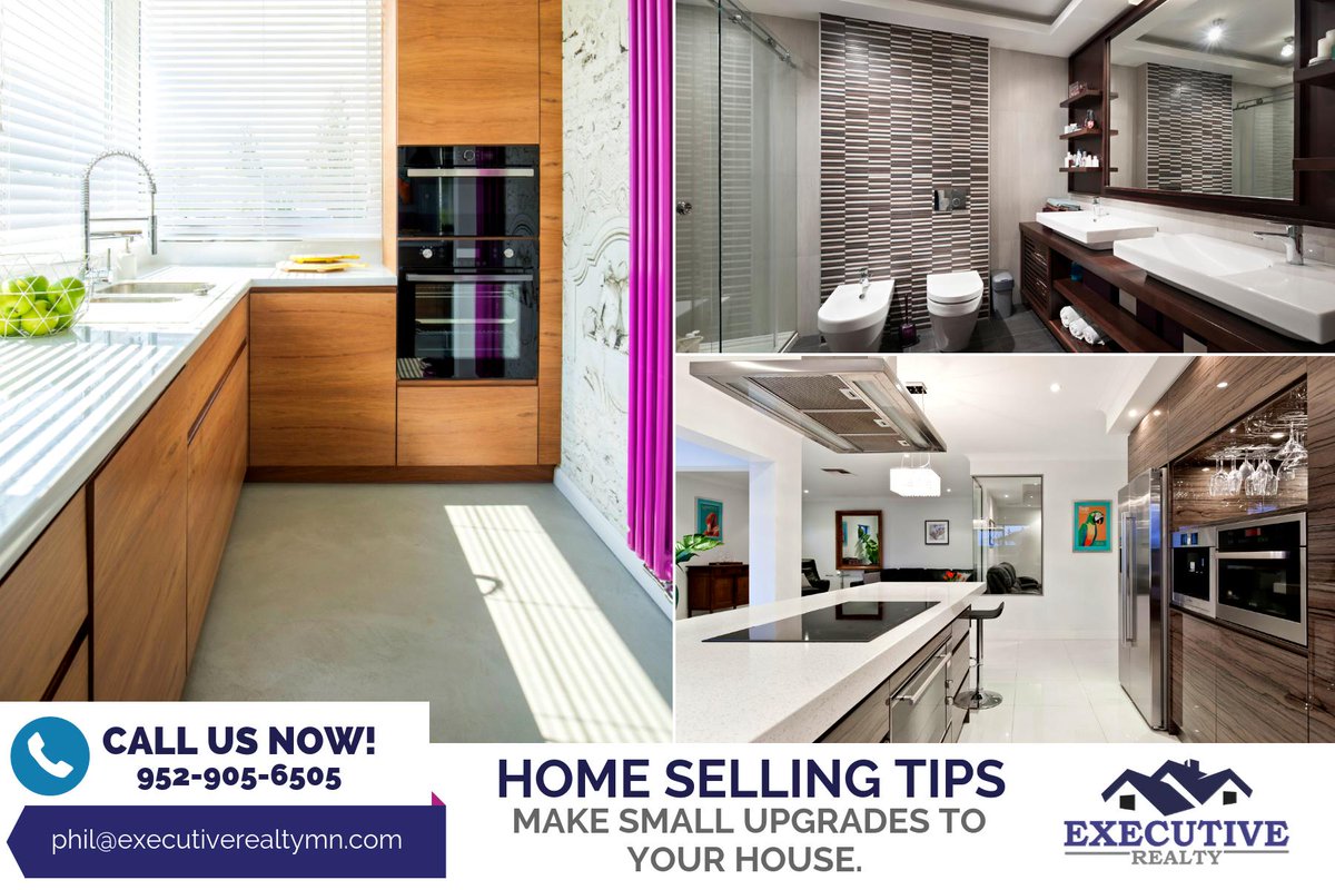 ExecutiveMn's tweet photo. Focus on small upgrades that can wow buyers, particularly in the kitchen & bathroom. You'll most likely have better chance to sell your house quickly & see a return on investment.
#RealEstate #Home #Realty #ForSale #NewHome #Property #DreamHome #luxuryhomes #executiverealtymn https://t.co/HKjG7mbRnm