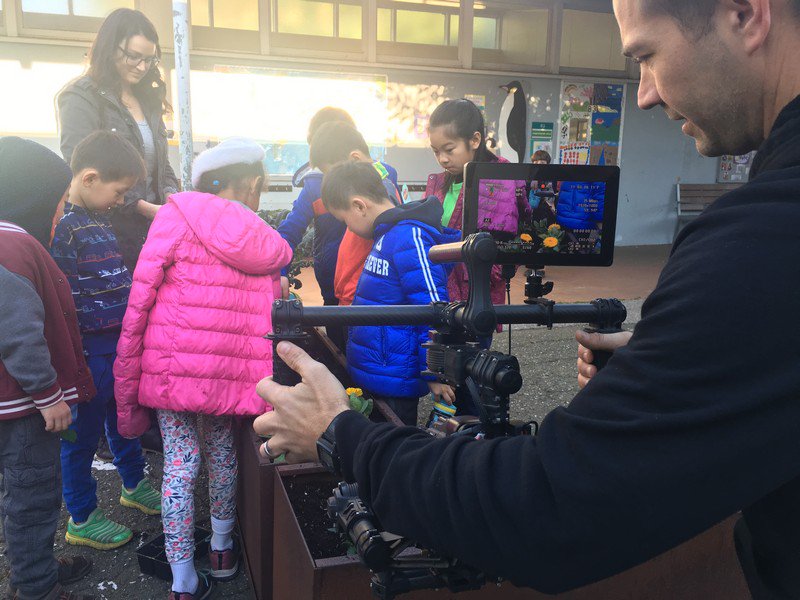 Information Matrix TV hosted by Laurence Fishburne is on location in classrooms around the country.  Here's we're shooting students learning the importance of cultivating plants and food within the classroom.  Cool stuff if you ask us &amp; much needed skills to learn for our future.