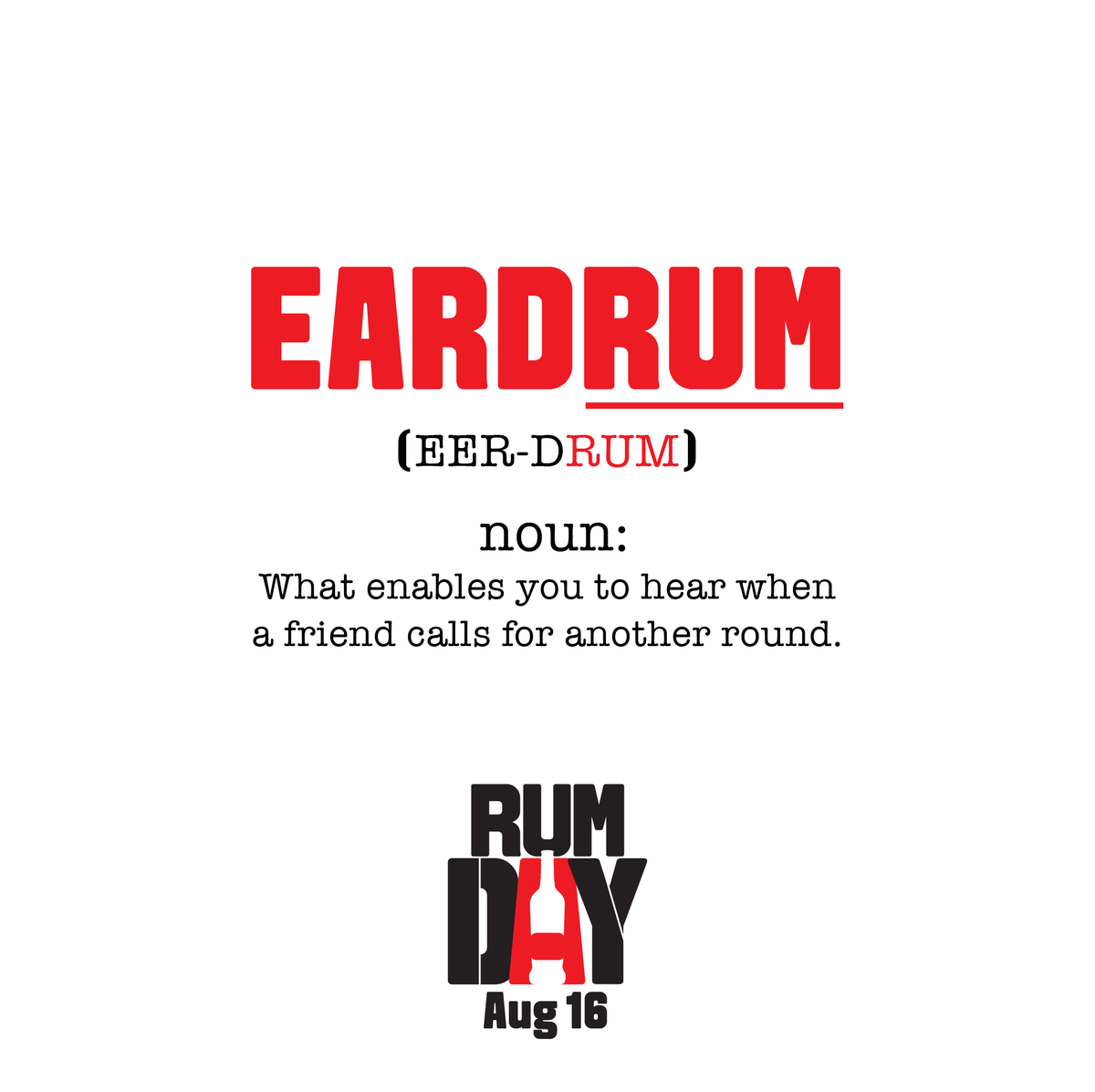 BlackLabelRum's tweet photo. Eardrum
🔈{eer-dRUM}
Noun: What enables you to hear when a friend calls for another round 👂
👊Tag a friend who's gonna buy you a rounds this Friday at #RumDay2019!
#August16 #WeDey #WhiteOakTT #Designate #DontDrinkandDrive https://t.co/zKihBJwZO4