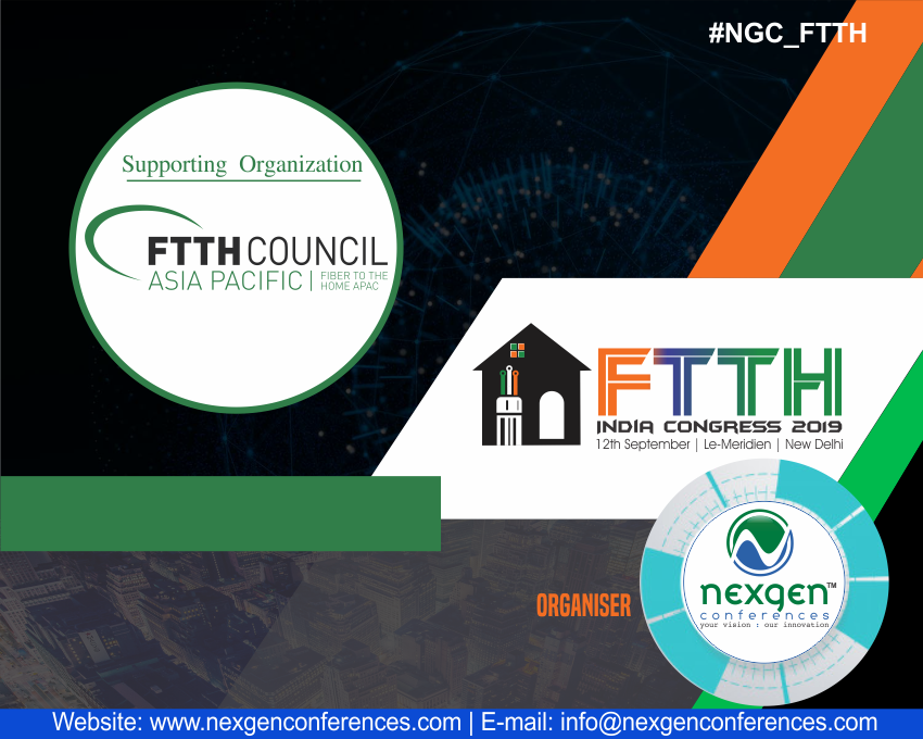 NexgenConferen1's tweet photo. Pleased to announce @ftthcouncilapac as #SupportingOrganization @ FTTH India Congress 2019 #September12 #NewDelhi #NGC_FTTH
To register visit: https://t.co/CNyAN0tZe9
#FTTH #FiberToHome #opticalfiber #opticalnetworkterminal #conferences #vendors #operators #technology #broadband https://t.co/gnl3aBM3wc