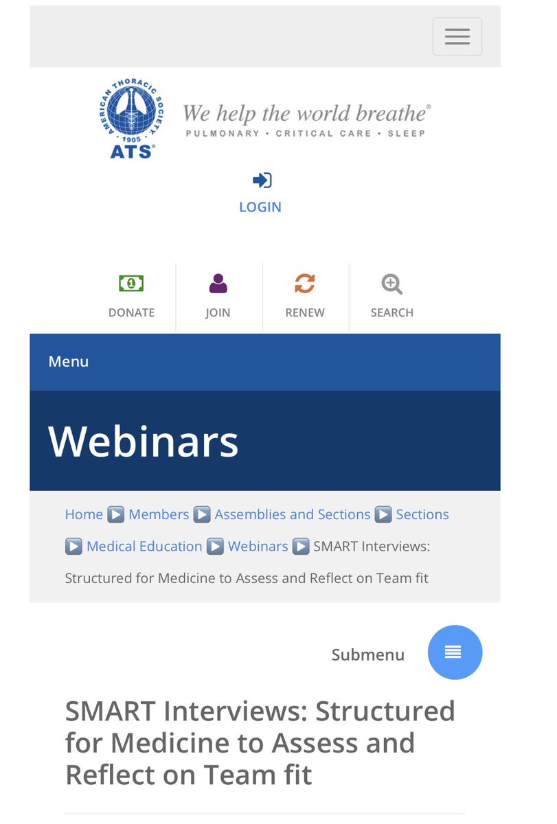 ATSMedEd's tweet photo. Fellowship interview season is here. The webinar on SMART Interviews w/ @SKassutto @GenevaTatemMD &amp; Cathy Smith, MA may help guide selecting candidates that best fit your program. ➡️ https://t.co/bX5NDbpt5v #MedEd @atscommunity https://t.co/qoUJWXN0N0