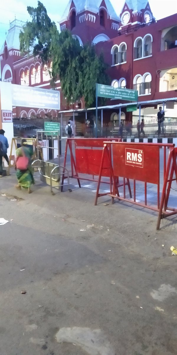 This is done infront of the side entrance of MGR Central Railway station!!! Why RMS has blocked this entrance? If it is blocked with barricades, why an entrance is provided there?? Please remove these barricades to improve passenger movement
<a href="/DrmChennai/">DRM Chennai</a> <a href="/DirectorMas/">Station Director MAS</a> <a href="/PiyushGoyal/">Piyush Goyal</a>