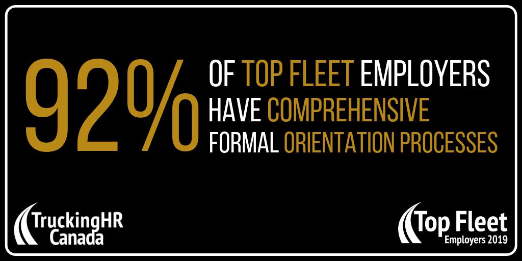 #TFEtuesday Did you know 92% of #TopFleetEmployers have comprehensive formal orientation processes? #WhatItTakes #TopFleetEmployers2019 #PutYourFleetOnTheMap #BestPractices #HR