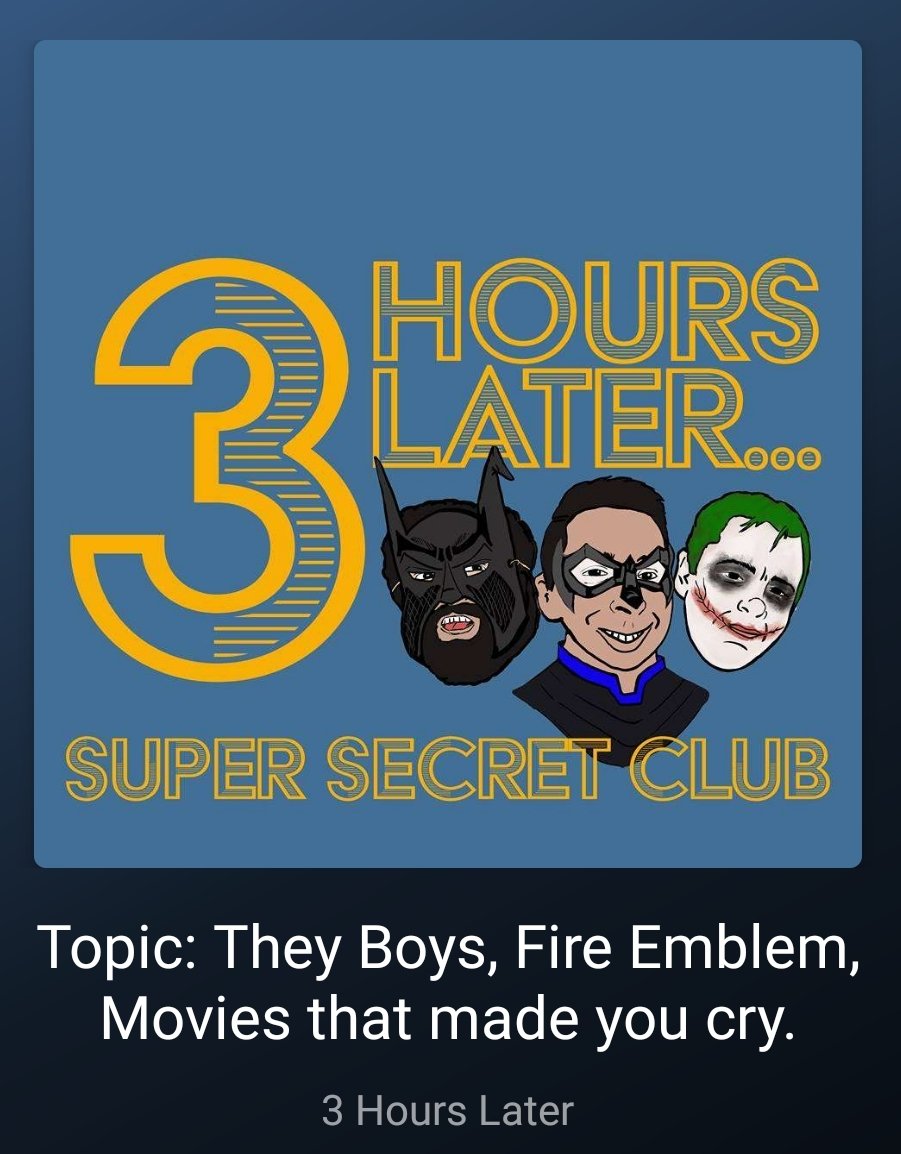 3hrs_later's tweet image. In this week's episode: We talk abount Amazon Prime's The Boys, movies that make us cry, Fire Emblem, Libraries are Lit AF, and more! #newepisode Now with new weekly cover art!!! 

Spotify: spoti.fi/2MzJ5Wr
iTunes: apple.co/2Wy2Xhs
Castbox: bit.ly/2MDTsJa