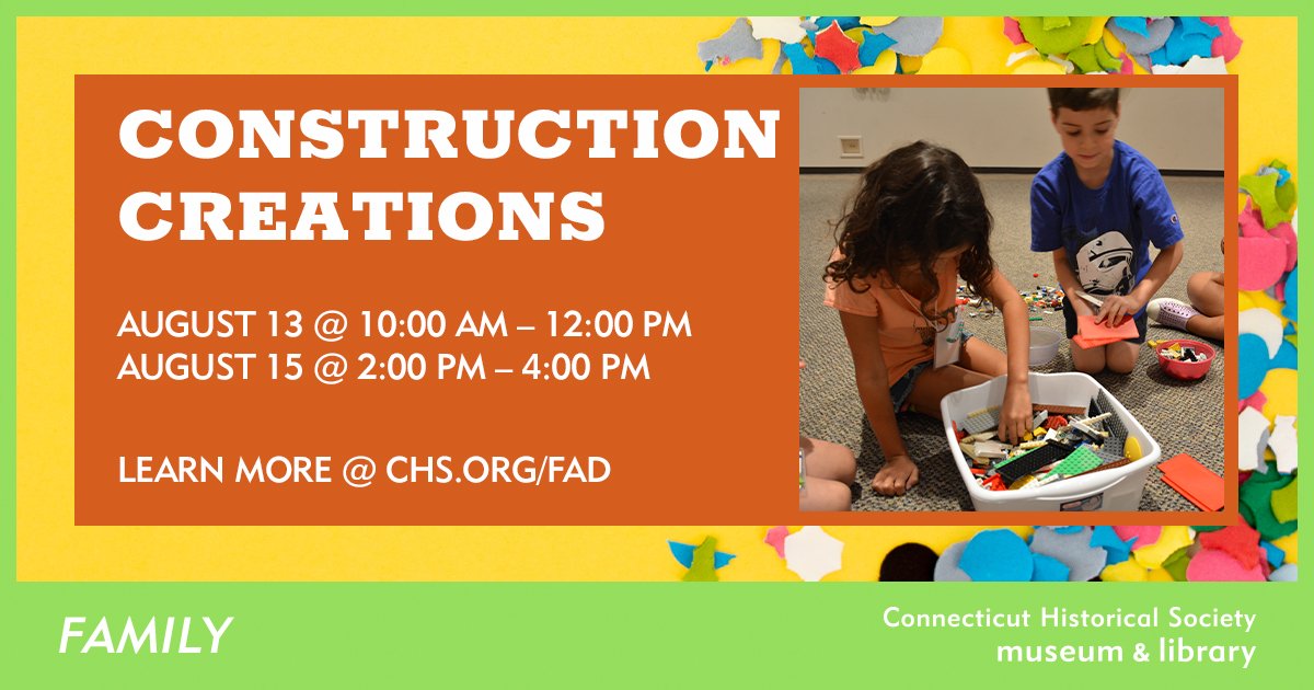 TheCTMuseum's tweet photo. Tap into your inner architect at our #FamilyAdventureDays: Construction Creations. Study images and drawings of Connecticut architecture from the CHS collection, and get inspired to create your own!
https://t.co/qGi7pWtkXL https://t.co/z9ViIkDJyI