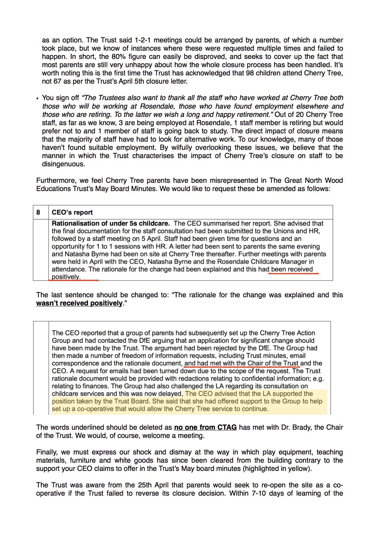 Cherry Tree Community Co Op Two Days Before Cherry Tree Closed Parents Finally Received A Letter From The Trust Acknowledging Our Representation Document We Thought We Should Publish This Letter And