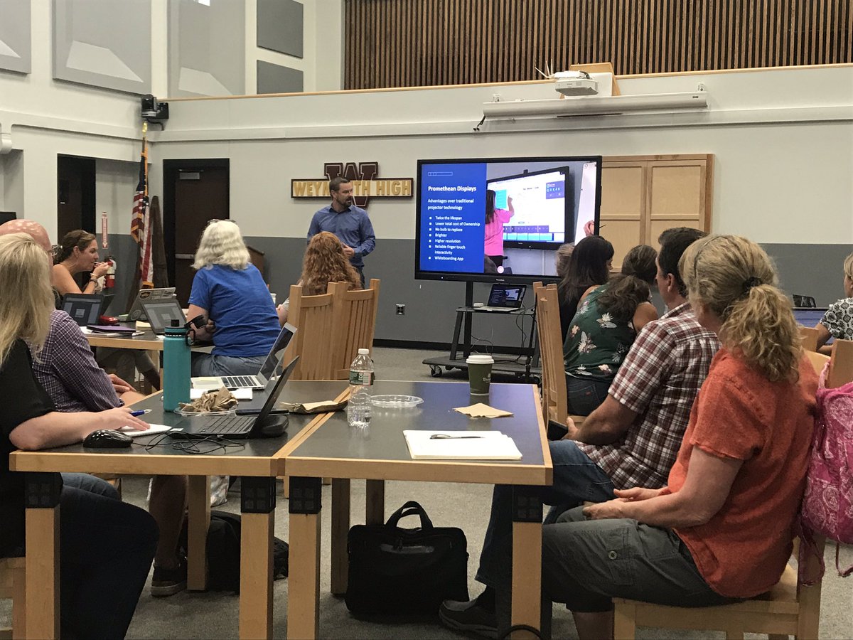 Who says teachers don’t work in the summer? Packed room of Weymouth educators learning more about our #learnpromethean initiative #weymouthsummit #wpsedtech