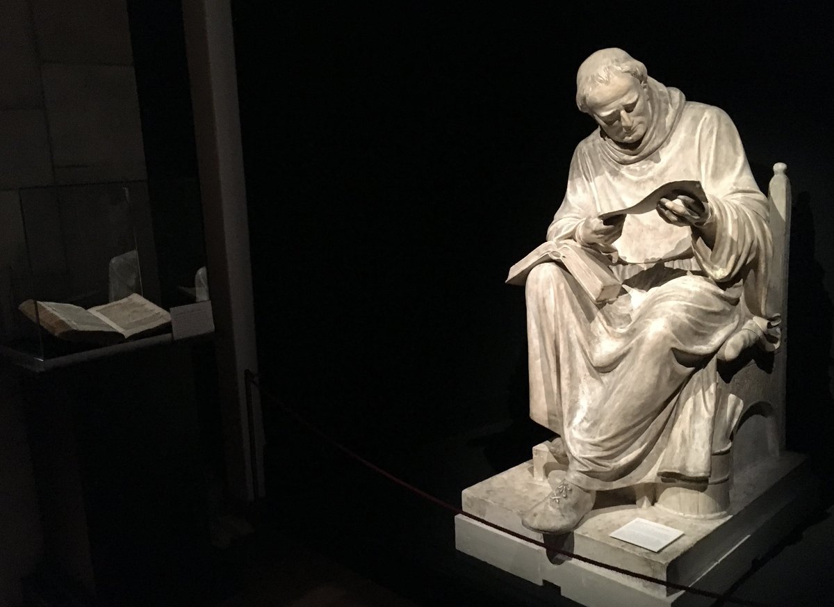 KatarzynaAnn's tweet photo. Took a short break in my teaching preps for #AMSS2019 and visited Dannebrog 800 years exhibition at @dnmfrederiksbrg. My personal fav is this little corner featuring this magnificent statue of Saxo and Oehlenschläger's copy of the Danish translation of Saxo's Gesta Danorum. https://t.co/KlxAmMgb4N