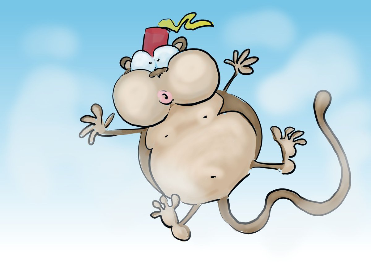 Necron1967's tweet photo. Jo Jo was tired of working for peanuts at the circus, so he planned his escape on #MonkeyloonDay and rose to new heights, going where no circus monkey had gone before.... Have a great day #animaloon_collective! https://t.co/CdyTPM6lNE