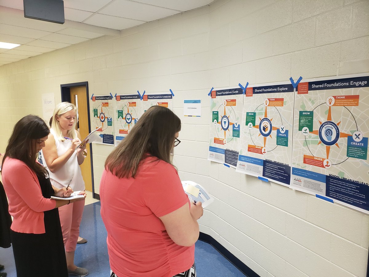 quest4inquiry's tweet photo. @FCPS_LIS @FCPS_ElemLib @celticmimi @GCMLibrary New Librarians digging into #librarystandards, isn't it awesome! #GBSI2019 https://t.co/QyJTQXYan9