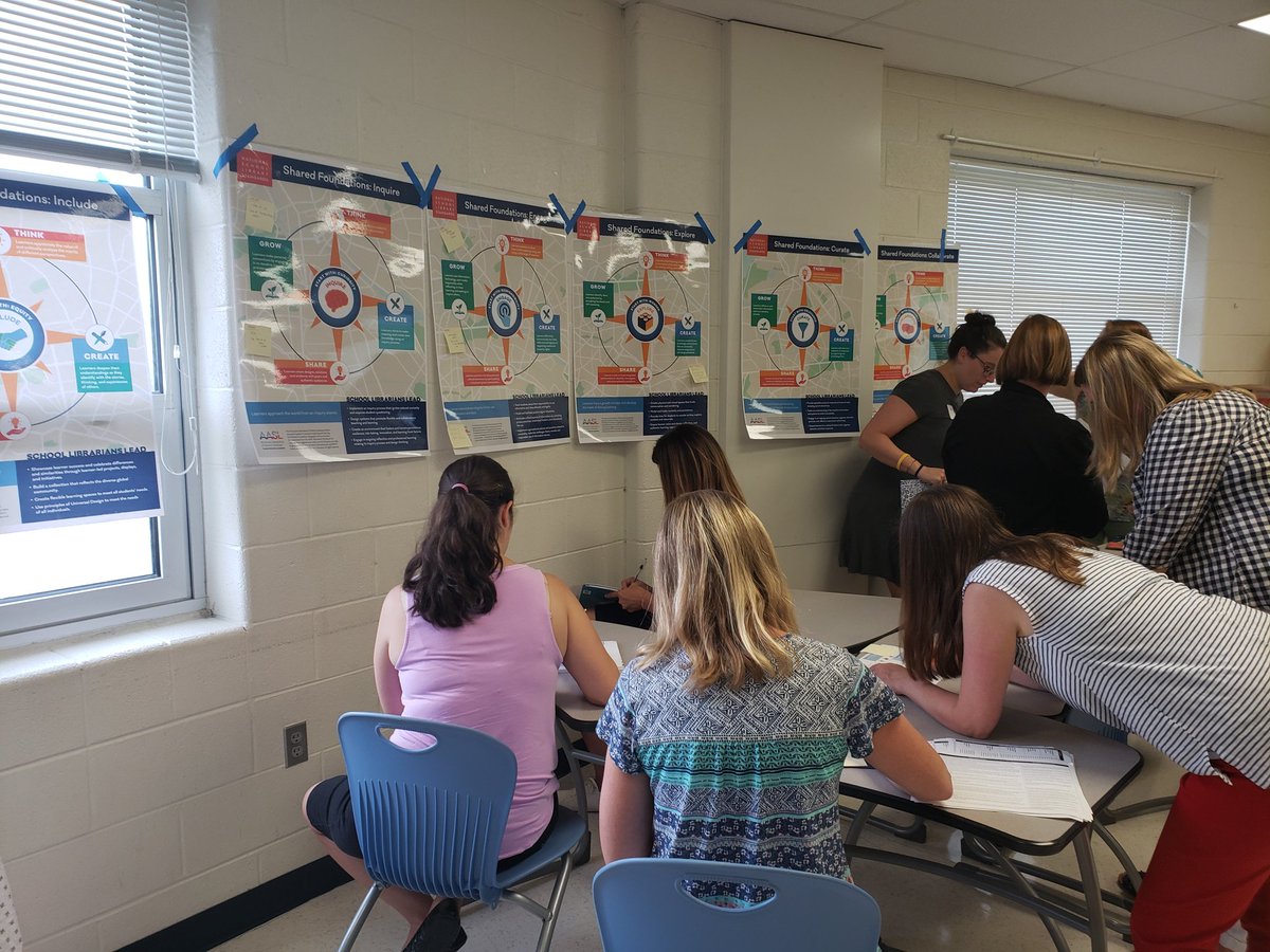 quest4inquiry's tweet photo. @FCPS_LIS @FCPS_ElemLib @celticmimi @GCMLibrary New Librarians digging into #librarystandards, isn't it awesome! #GBSI2019 https://t.co/QyJTQXYan9