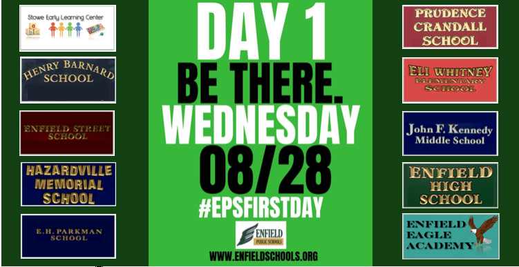 EnfieldPS's tweet photo. Join us on Day 1!! Welcome to your Enfield Public Schools!
#epsfirstday https://t.co/IX9fdG0TFr