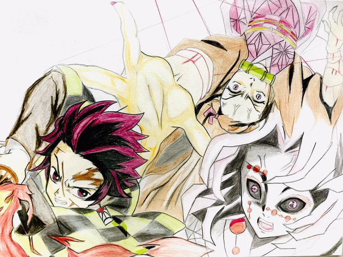 いろんなアニメキャラ描いてみたさんがTwitterに投稿した竈門炭治郎(鬼滅の刃)のイラスト。