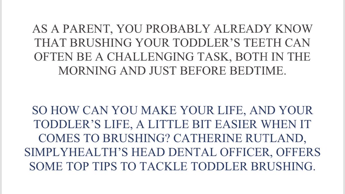 alkydental's tweet photo. Tackling Toddler Brushing 👶 Here are a few top tips to help make toothbrushing with your toddlers a little bit easier 😁 Ask your Dentist 🦷 for more advice on how to brush your toddlers teeth 👍🏼 #TheBigFamilyBrushUp
#Toddler #Brushing #FluorideToothpaste #MakeItFun part 1 https://t.co/z3lDU7XIT8