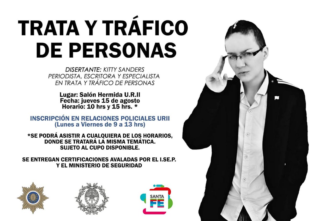 kisanders's tweet photo. 📌 Atención #Rosario este🗓️ jueves 15 de agosto voy a dar dos charlas de capacitación sobre el tema de Trata y tráfico de personas en la Jefatura de la Policía.
Lugar Salón Hermida U. R. II
Disertante 🗣️ @kitty_sanders
Certificados de asistencia
#TrataZero #TrataZeroTolerancia https://t.co/ejUOatgVyK