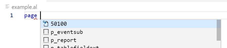 MSDYN365BC's tweet image. Did you know that you can get the next free object ID by invoking IntelliSense (Ctrl+Space) after an object type?