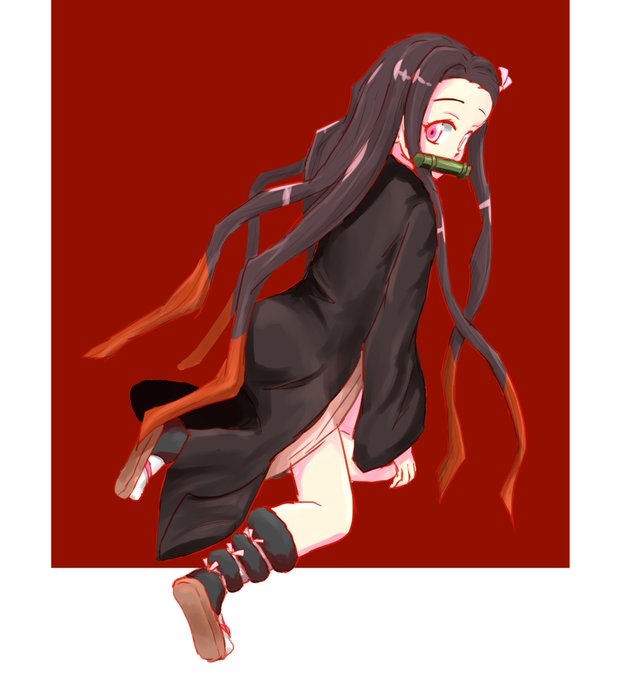 えくすさんがTwitterに投稿した竈門禰豆子(鬼滅の刃)のイラスト。