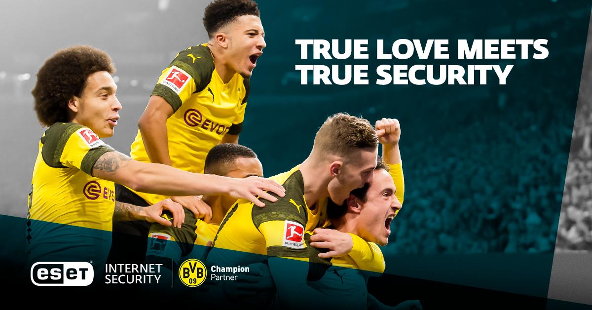 With official kick off this Saturday, August 17th, ESET becomes the new Champion Partner of the #Borussia Dortmund (<a href="/BVB/">Borussia Dortmund</a>) football club! For the next three seasons of the #Bundesliga, Borussia’s #TrueLove (Echte Liebe) meets ESET’s #TrueSecurity. ⚽👉 bit.ly/2Z17lBZ