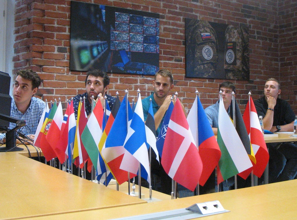 ShssCitadel's tweet photo. The Citadel students in Estonia visited the NATO Cooperative Cyber Defence Centre of Excellence for a briefing on the operations of the Center @ccdcoe @Citadel1842 @StudyAbroadCid  #CyberSecurity #Intel #CitadelIntel #DawgGoneAbroad 🇪🇪🇪🇪🇪🇪 https://t.co/Al9Ng5pvUB