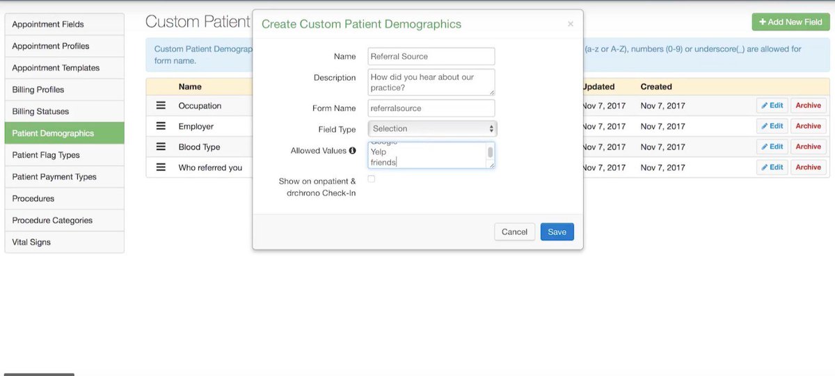 drchrono's tweet photo. Tip: use #custom patient demographics to add another level of information on #patient information. #DrChrono also allows you to run #reports on this information. Watch the tutorial here: https://t.co/MNy2CPLJ68 

#PatientManagement #EHR #Features #Training #DrChronoTutorial https://t.co/wsDjjJlTag