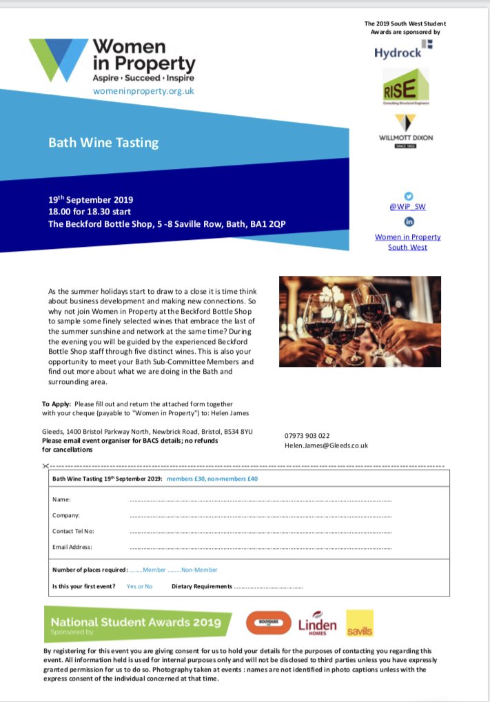 WiP_SW's tweet photo. Join us on 19th Sept at the @BeckfordBottles #Bath for Wine Tasting! A nice opportunity to catch up with colleagues after the summer break. You will be guided by the experienced staff trying 5 distinct wines &amp; an opportunity to meet your Bath Sub-Committee! See flyer to book!🍷 https://t.co/T001ffQlN0