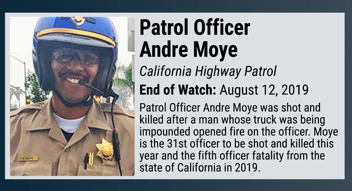 NLEOMF's tweet photo. RIP Patrol Officer Andre Moye, California Highway Patrol https://t.co/nkbcVmrL57 https://t.co/0QoHLYhK9s