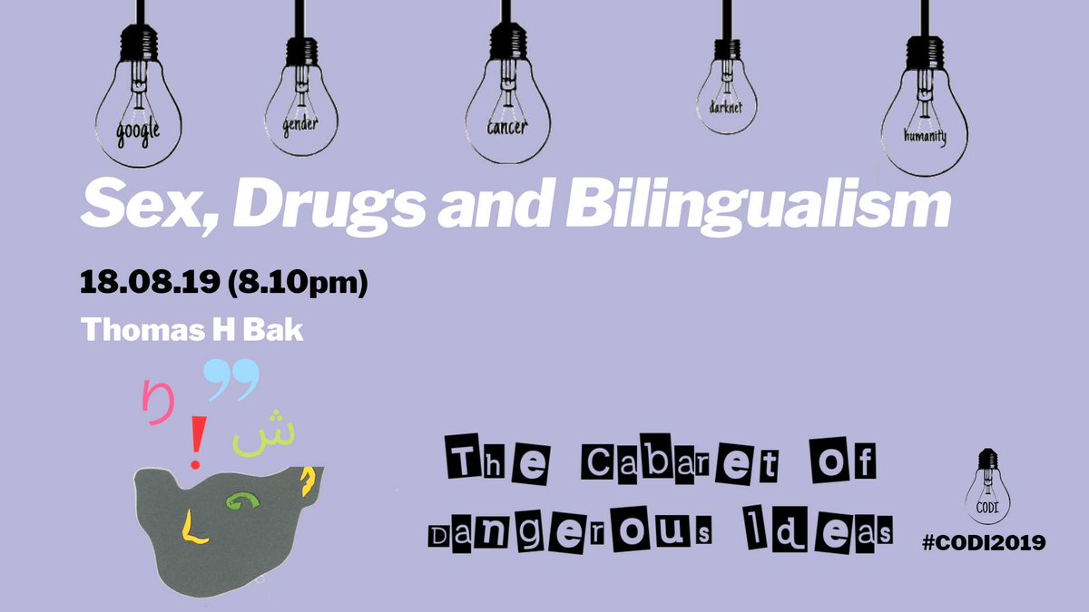 SchoolofPPLS's tweet photo. Sex, Drugs &amp; Bilingualism | Fri 16 &amp; Sun 18 Aug, 8.10pm 
Join @thbaketal to take a look behind the scenes of the passionately fought ‘bilingualism wars’ to find out why we love/hate languages @New_TownTheatre
@CODIfringe #CoDI2019 
https://t.co/KP0UwBbmTs https://t.co/iyUCxmmfQ2