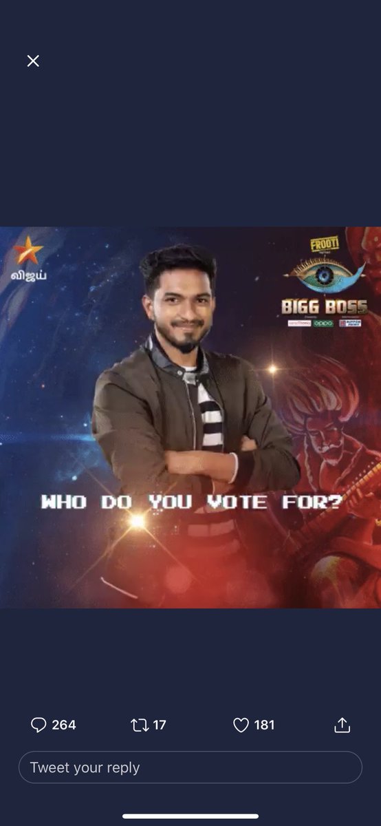 PartibanTisha's tweet photo. @vijaytelevision Definitely #MugenRao #BiggBossTamilS3 https://t.co/w2iQlgAm8u