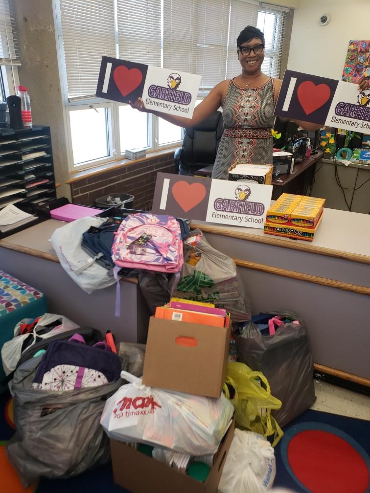 TinaSDuvall's tweet photo. Look at these wonderful backpacks and school supplies! Thank you, thank you, thank you @BSCR_Law for your generous donation to @KCPS_Garfield @kcpublicschools ❤ We appreciate you so much! #ItsOurTime #ItTakesAVillage #KCPSallin #kcpsrocks #KCPride ❤ https://t.co/bAE8xY3Nlo