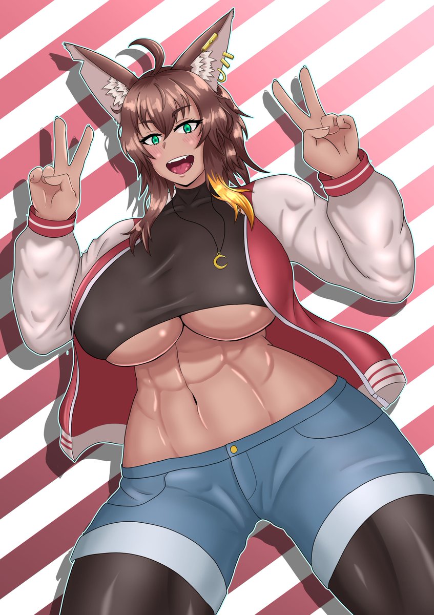 褐色高身長筋肉おっぱいうちのこ勢 よそのこも描くぞ!たまにエロくないのも描くぞ! #8月なのでフォロワーさんに自己紹介しようぜ