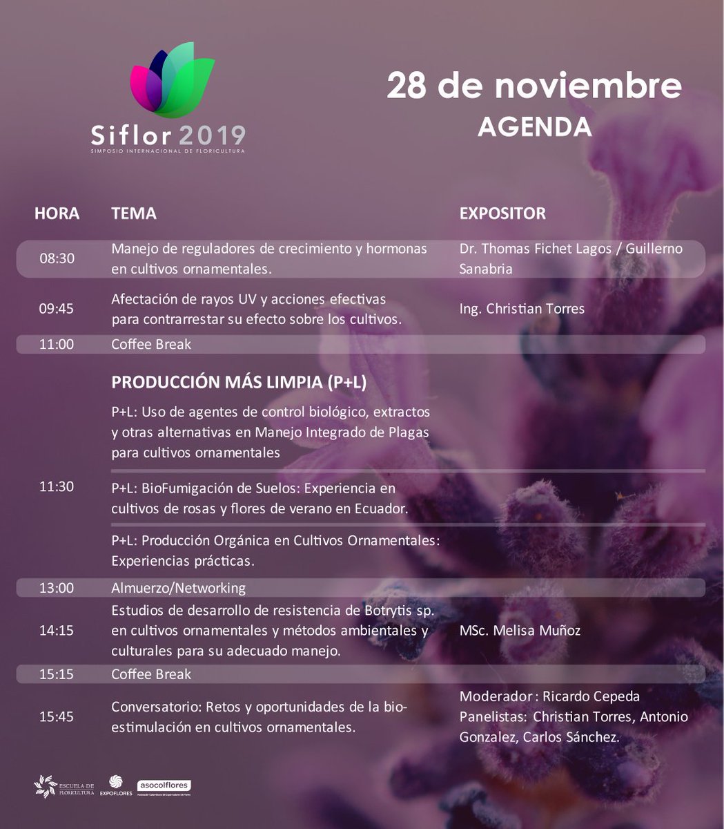 escfloricultura's tweet photo. Agenda Académica
Siflor 2019
#escuela #negocios #Ecuador #Expoflores #estrategia #siflor #green #business #negocios #charla #conferencia #industria #aprendizaje #siflor2019 https://t.co/yUnkXpynJh