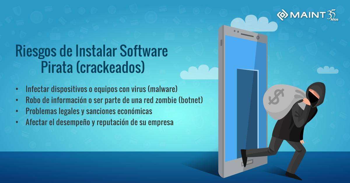 MAINTLatam's tweet photo. ¿Conocías cuáles son los riesgos que tiene instalar #SoftwarePirata? #MAINTLatam https://t.co/Fvh95XmKMh