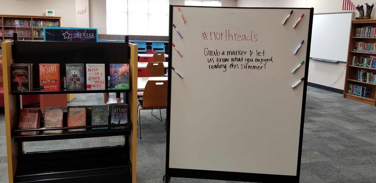 CMSNLibrary's tweet photo. It's almost time for school #villagenorth! Come by the library tomorrow to share some good books to read! @CISDlib #northreads https://t.co/VgsZDVWvse