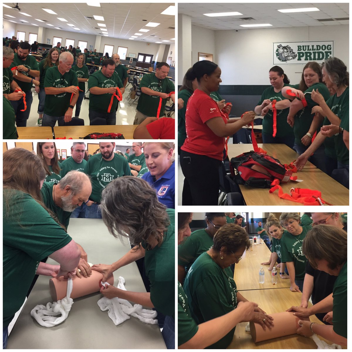 misdbulldogway's tweet photo. Marion ISD conducted Stop the Bleed training for all school district staff Tuesday afternoon during inservice. Teachers and staff worked in groups to learn how to use the emergency materials that will now be in their classrooms. https://t.co/j2qCq2HIJx
