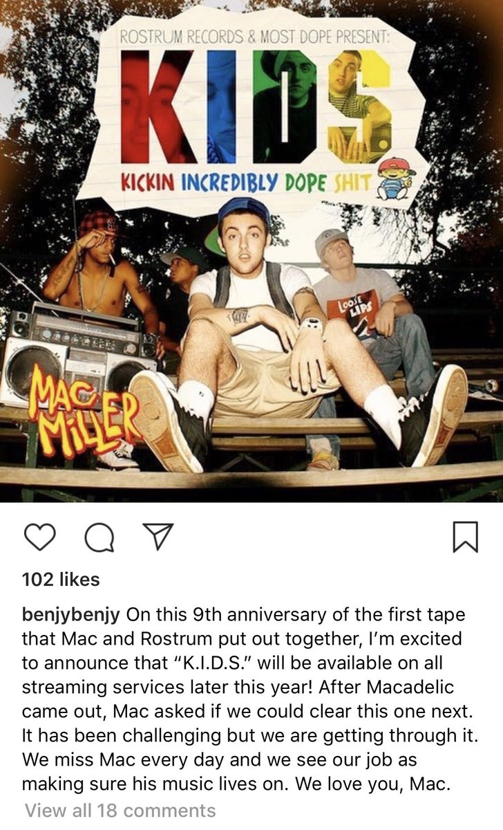 RapFavorites's tweet photo. Benjy Grinberg, founder of Rostrum Records, has confirmed that Mac Miller’s ‘K.I.D.S.’ mixtape will be coming to all streaming services later this year. https://t.co/HHidUEHLaA