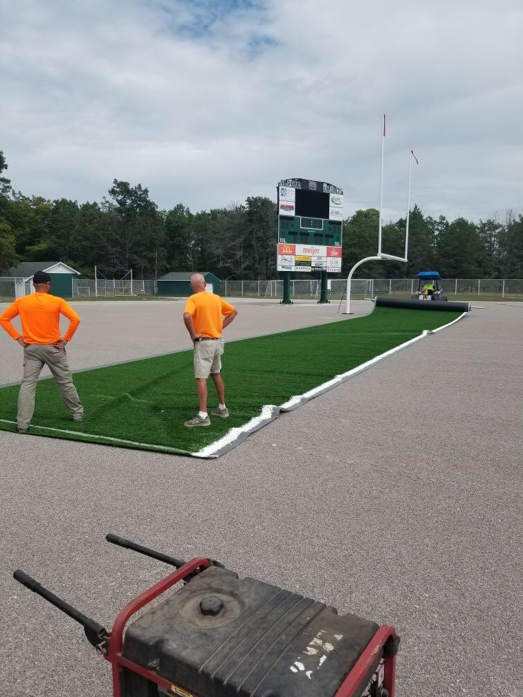 AlpenaWildcats's tweet photo. The turf laying process has begun at Park Family Field at Wildcat Stadium #AlpenaWildcats https://t.co/qzw8MwvfZU
