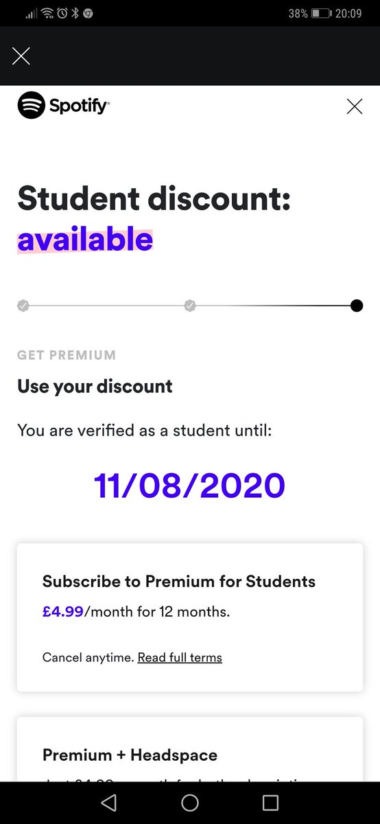 quinnycp's tweet photo. @SpotifyCares I am eligible for Spotify premium student but it won't activate https://t.co/a4wb3SgJ9M