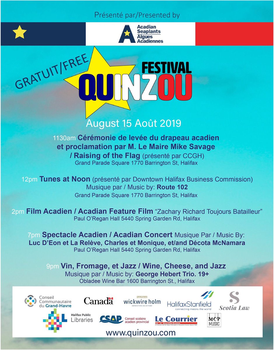 Develop Nova Scotia Free Festival Quinzou August 15 Acadien Downtownhalifax Springgardenroad Celebration