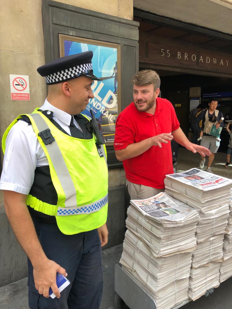 MPSWestminster's tweet photo. #ProjectServator team out patrolling our busy spaces today where we helped reunite a relieved family visiting from China &amp; working with local businesses &amp; Londoners to keep everyone vigilant during the holidays. #ActionCountersTerrrorism #SeeItSayItSorted https://t.co/MGulNwH5H9