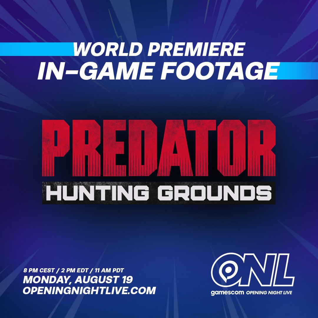 geoffkeighley's tweet photo. More @gamescom news: Don't miss world premiere gameplay footage from @illFonic's @Predator: Hunting Grounds for @PlayStation 4 during Opening Night Live next Monday at 8 pm CEST, 2 pm ET, 11am PT. Streaming live around the world at https://t.co/FjoDbKD0sN https://t.co/sLuPWMFw7R