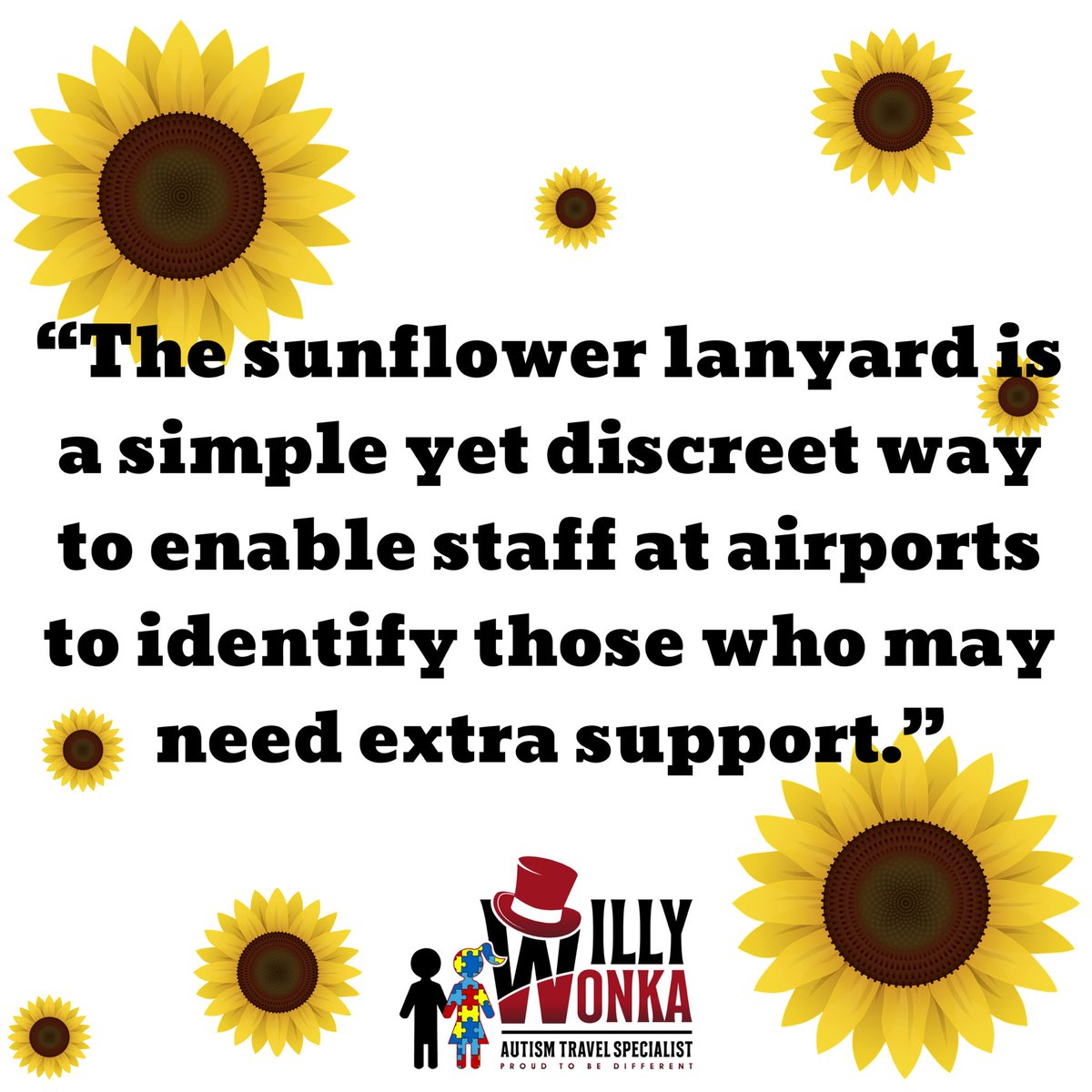 The #sunflowerlanyardscheme is currently being rolled out across UK airports and is designed to help people with #hiddendisabilities. The lanyard acts as a signal to staff that the wearer requires additional assistance. #travellingwithautism #autismtravel #autismacceptance