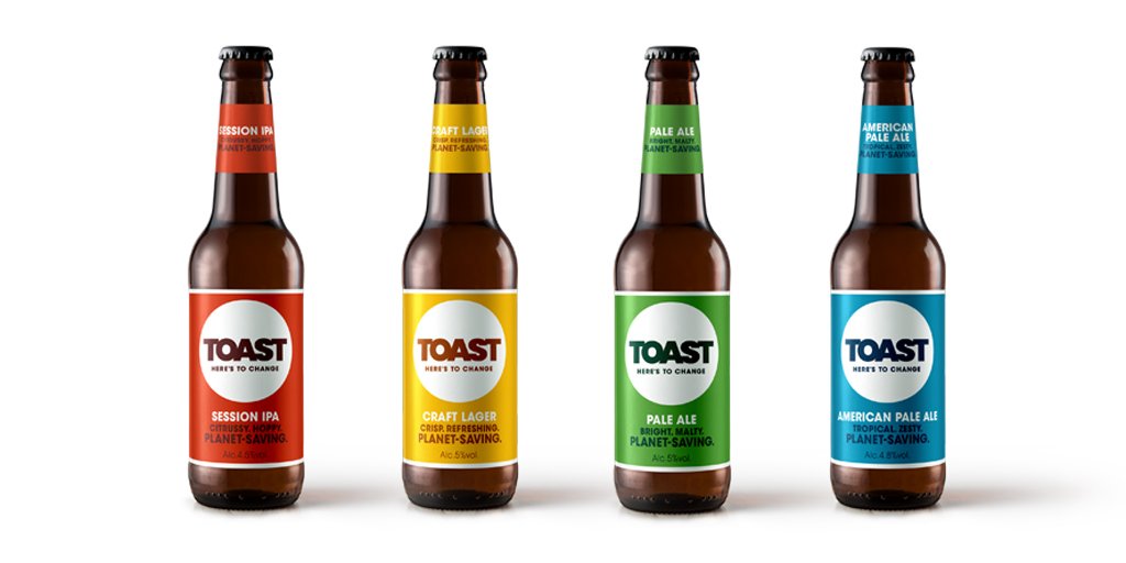 ToastAle's tweet photo. Brightening up your day with planet-saving beer ☀️
Our new look celebrates the positive action we can all take. Here's to changing the world, one beer at a time. Cheers! #HeresToChange https://t.co/9M7l5NFXwk