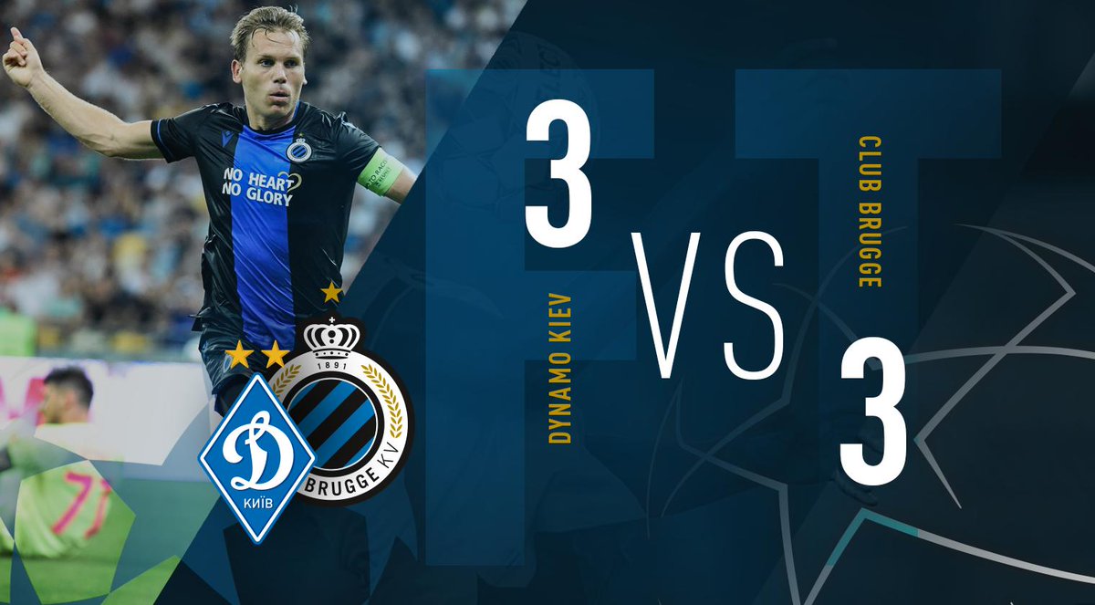 ClubBrugge's tweet photo. FT: 3 VS 3! What a game 😱 #UCL #DynClu 💙⚫ https://t.co/cwiNTSZsAV