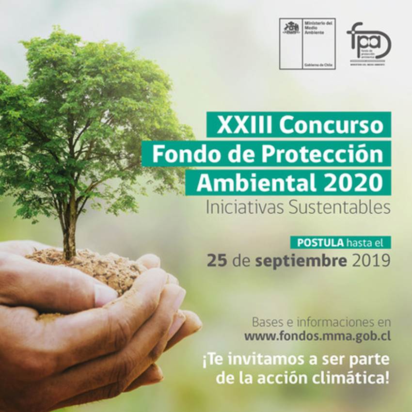 MMAChile's tweet photo. ¡ATENCIÓN! Postula al Concurso Fondo de Protección Ambiental 2020: Iniciativas Sustentables #FPA2020💪

Te invitamos a ser parte de la #ACCIÓNCLIMÁTICA 🌎🇨🇱

🔗https://t.co/rHnPsjk7g5
OJO: las postulaciones son hasta el 25 de septiembre 

#FamiliayAcciónClimática 
#ChileEnMarcha https://t.co/1K8h0rESTH