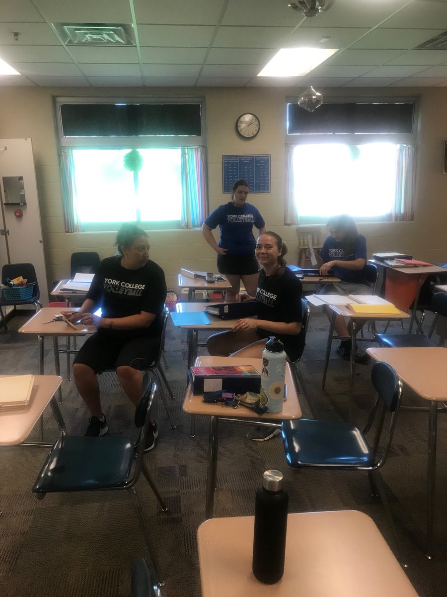 DebDiToro's tweet photo. YC volleyball girls making sense of the mess in my room. I can’t express my thanks enough. #ycvolleyball #yms https://t.co/L6OiG6Yb7H