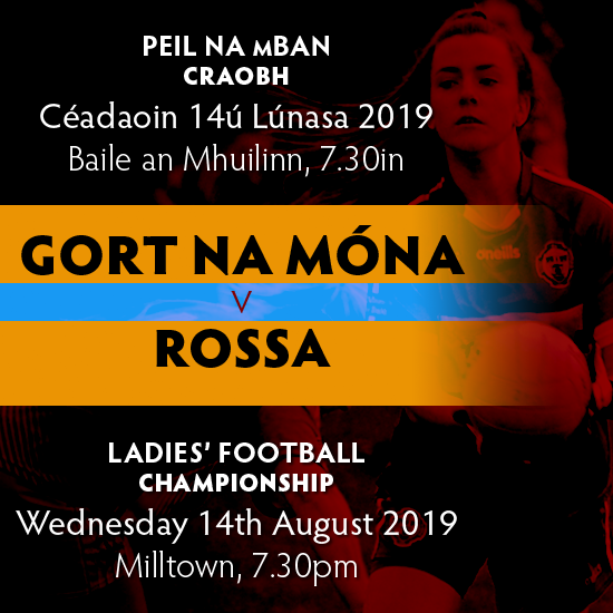 GortnaMonaCLG's tweet photo. Banpheileadóirí sinsir v Ó Donnabháin Rosa, ceathrú ceannais na craoibhe, 7.30in amárach ag Baile an Mhuilinn. Gorts abú

Senior women's footballers v O'Donovan Rossa, championship quarter-final, 7.30pm tomorrow at Milltown. #UTGs https://t.co/7PpPuyR3CE