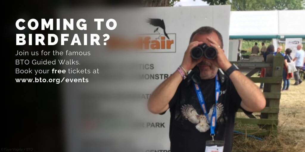 Are you heading to <a href="/TheBirdfair/">Birdfair</a> this weekend? Make sure to join one of our expert guides for a guided walk, 4x a day Friday to Sunday. To guarantee your place, book your free ticket now on bto.org/events. We look forward to seeing you there!