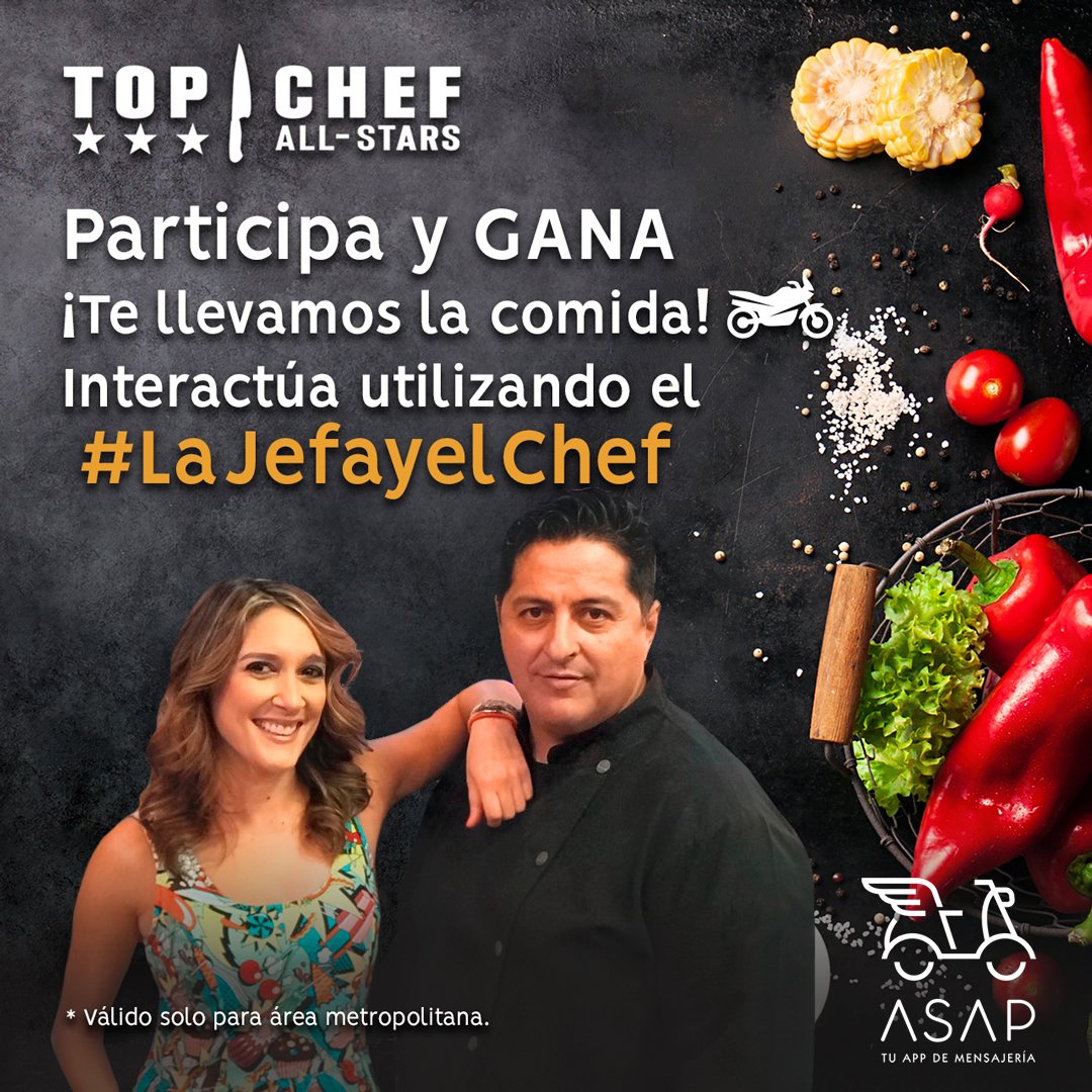 TopChefPa's tweet photo. #LaJefayElChef te ponen a ganar!! La persona que más interactúe con #LaJefayElChef podrá probar un platillo Top Chef. ¡Participa y Gana! 
**Válido para el área metropolitana https://t.co/X2fq9IGP5L