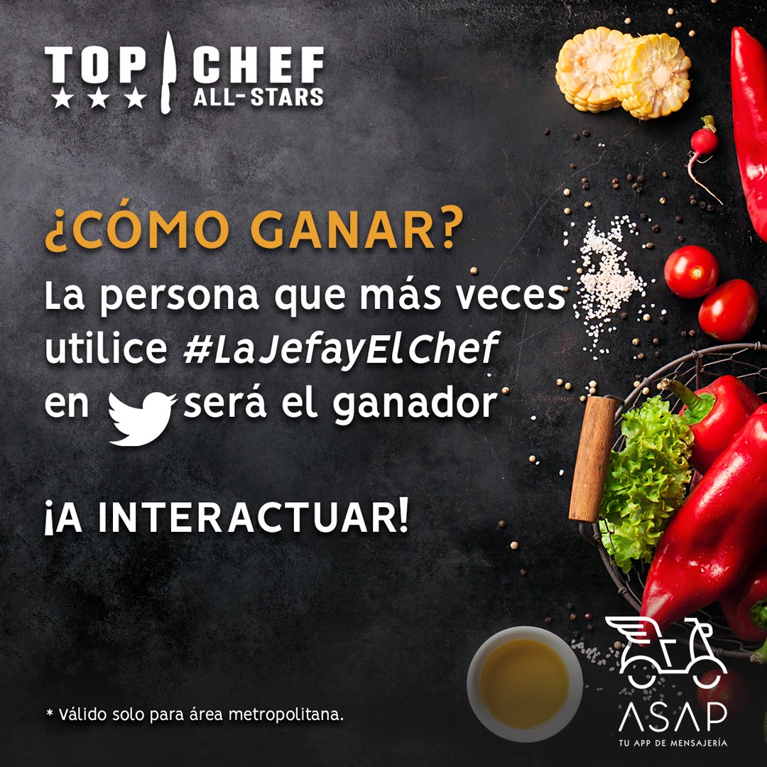 TopChefPa's tweet photo. #LaJefayElChef te ponen a ganar!! La persona que más interactúe con #LaJefayElChef podrá probar un platillo Top Chef. ¡Participa y Gana! 
**Válido para el área metropolitana https://t.co/X2fq9IGP5L