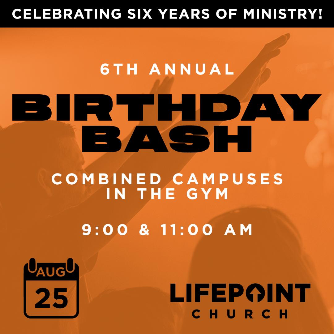 lovesharelive's tweet photo. Join us for our 6th Birthday Bash on August 25th! We will combine our campuses in the gym that morning at 9:00 and 11:00 AM!

See you there! https://t.co/179DrTMVa8
